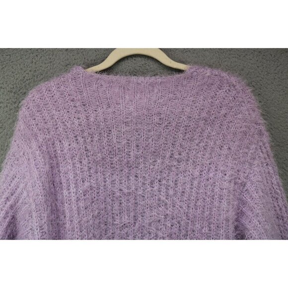 & Merci Eyelash Knit Open Front Purple Sweater-Size Small-Oversized-Soft - Picture 6 of 6